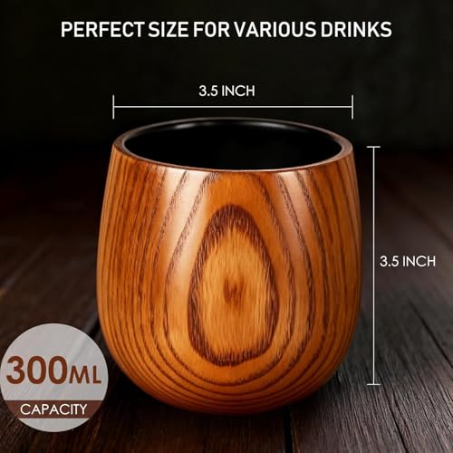 Wooden Whiskey Glass Set Of 2 Wooden Bourbon Glass Charred 10oz Bourbon Gifts For Him Man Husband Father Birthday Wood Whiskey Tumbler Handcrafted Whisky Cup (4) 4