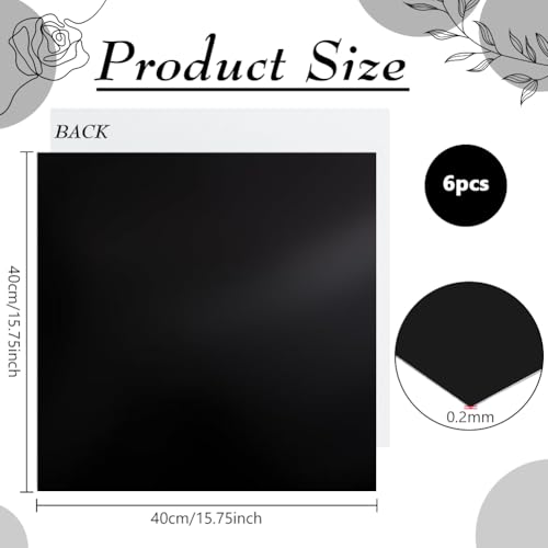 NBEADS 6 Pcs Black Laser Engraving Testing Paper, Self-Adhesive Laser Testing Paper Double-Sided Dimming Paper for Marking Machine and Optical Cutting, 40x40x0.02cm