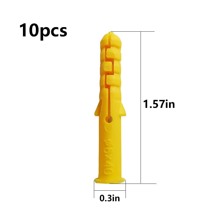[Australia - AusPower] - (274 pcs) Plastic Drywall Wall Anchors Kit with Screws， Concrete Screw kit Wall Anchor Set Suitable for Brick and Cement Walls 
