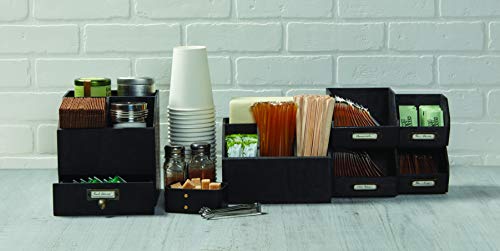 American Metalcraft PWBC7 Poplar Wood Caddy, Black, 7 1/2-Inches 7-1/2" L