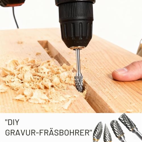 6 Piece Carbide Burr Set, Tungsten Carbide Cutter 6 mm Shank, Carbide Burr with Double Cut, with 1/8 Inch Shank, for Grinding Machine, Carving, Metal Polishing, Engraving, Drilling