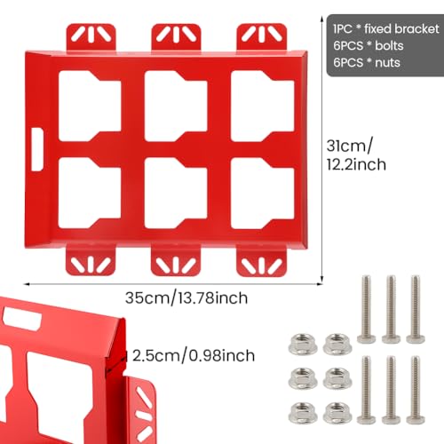 XuYelora half-width mounting plate compatible with Milwaukee Packout, shown in red hardware design