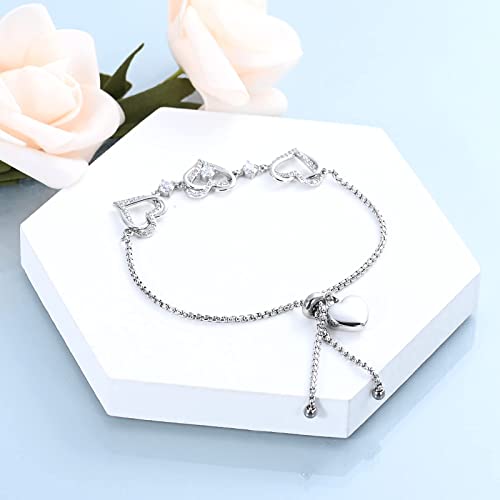 Urn Bracelet for Ashes Heart Cremation Jewelry for Ash for Women Forever Love Cremation bracelets Birthstone Memorial Urn Link Bracelet for Loved Ones Keepsake Silver white