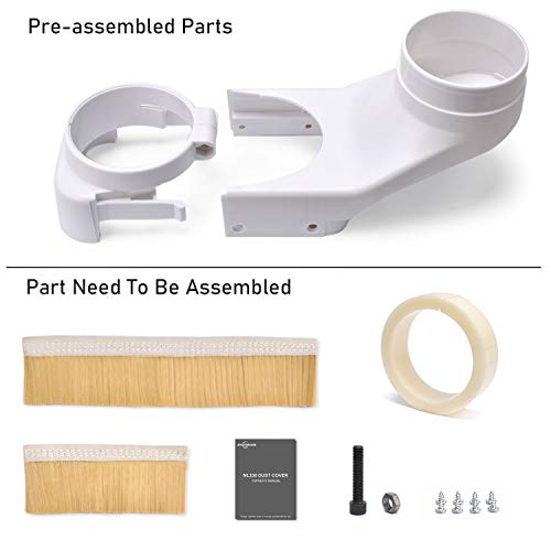 Daedalus NL330 CNC Dust Shoe, Spindle Dust Shoe Cover Cleaner for CNC Router 80 mm Spindle Motor Milling Machine Engraving Tool, White 80mm Dust Shoe