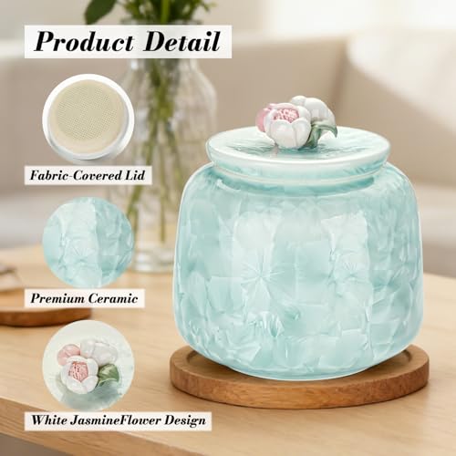 Floral Small Urn for Human Ashes Ceramic Keepsake for Men Women Flower