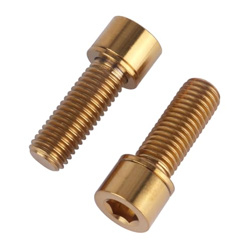 UHDFBDHF gold titanium bicycle stem bolts, M7x20mm hex Allen head with washers, pack of 6