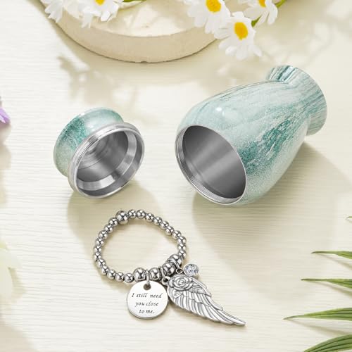 SOITIS Small Urns for Human Ashes Keepsake, 2.83 Inches Sharing Urn for Human Ashes, Aluminum Cremation Urns for Human Ashes, Mini Urns for Human Ashes, Keepsake Urns for Human Ashes Decorative Urns Green a