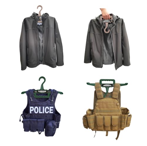 HICE - Garrison Heavy Duty Hanger | Original Heavy Duty Clothes & Equipment Hanger | 150 lb Load Capacity | Durable High Impact Resin | for Police, Military, Workwear & Clothing (Black, Set of 2) Black