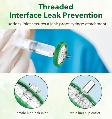 FOUR E'S SCIENTIFIC PES syringe filter, 50 pack, sterile membrane filter for laboratory sample filtration