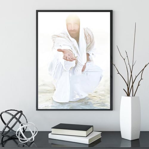 Mireita Jesus-Wall Art-Rescuer Poster For Church Room Decor-Christian-Art Canvas Print Picture For Home Living Bedroom Office Decor Palms2 16"L x 24"W