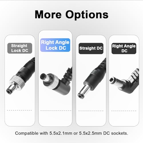 Alvin's Cables Locking DC 5.5 2.1 to D Tap Spring Power Cable for Video Devices PIX-E7 PIX-E5 7 Touchscreen Display Hollyland Mars 400s Coiled Cable Right Angle Lock DC
