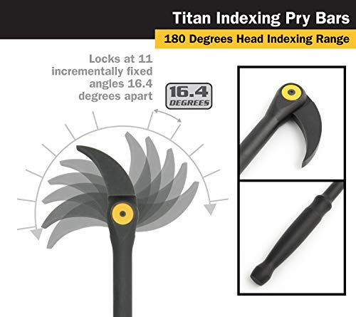 Titan 17808 8-inch indexable pry bar with adjustable head and durable metal construction