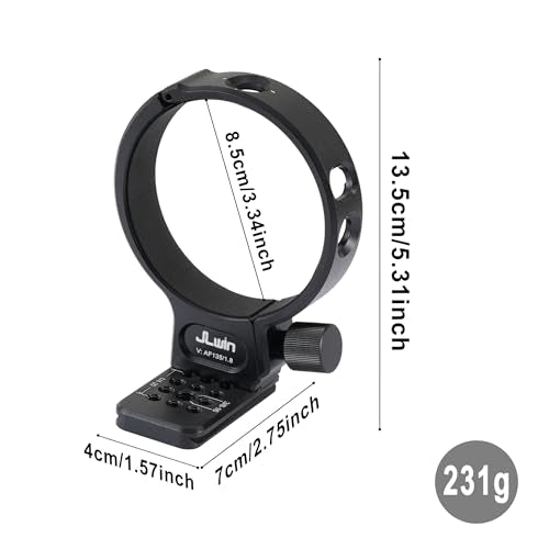 FocusFoto Metal Tripod Collar Mount Ring 85mm for Viltrox AF 135mm F1.8 LAB FE/Z-Mount Lens, Bottom with 1/4" & 3/8" Thread Screw Mount Dovetail Groove Quick-Release Plate for Acra-Swiss Tripod