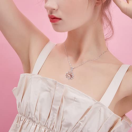 Imrsanl Cremation Jewelry for Ashes - Lotus Flower Ashes Pendant Necklace with Mini Keepsake Urn Memorial Ash Jewelry Rose Gold