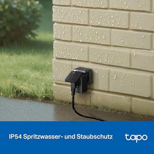 Tapo P410M WiFi Outdoor Socket, Smart Home Plug with Electricity Meter, IP54, Works with Alexa, Google Assistant, Siri, SmartThings & Matter, Remote Control, Schedule, 2.4 GHz WiFi, 3680W/16A