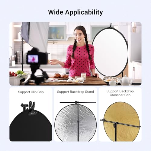 NEEWER 43 Inch/110 Centimeter Light Reflector Diffuser 5 in 1 Collapsible Multi Disc with Bag - Translucent, Silver, Gold, White, and Black for Studio Photography Lighting Outdoor 110cm