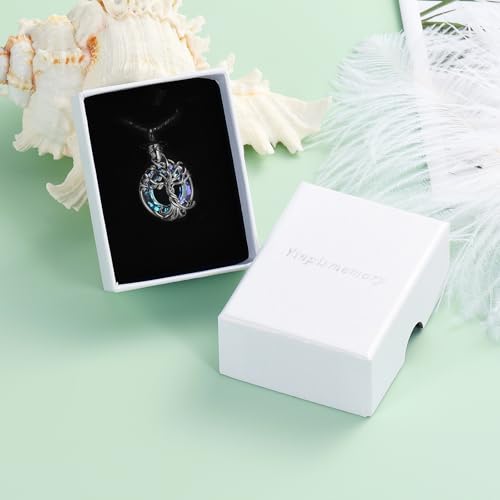 Yinplsmemory Tree of Life Cremation Jewelry Circle Urn Ashes Necklace for Women Men Memorial Keepsake Ashes Jewelry Black-blue