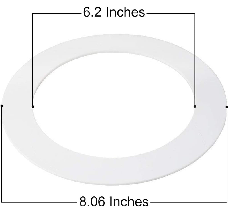 25 Pack Gloss White Goof Trim Ring for 6" Inch Recessed Can Lighting Down Light, Outer Diameter 8 Inches 25 Pack