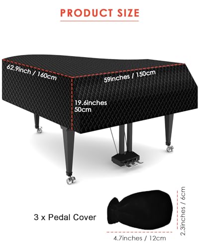 TINDTOP Thickened Grand Piano Cover, Waterproof Baby Piano Cover Thickened, S - 62.99in/160cm