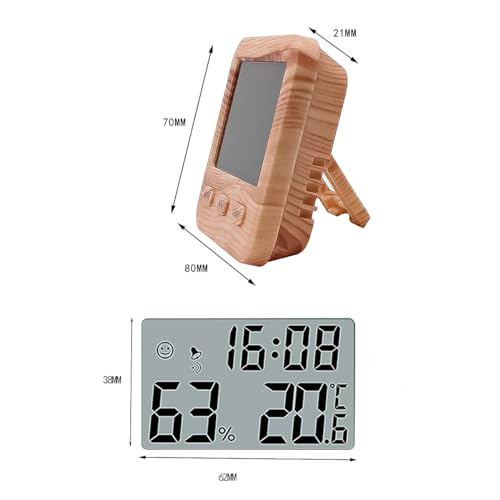 Digital Hygrometer, Temperature and Humidity Meter with Desk Clocks, Backlight, Accurate Time Keeping, Room Thermometer for Bedroom, Office
