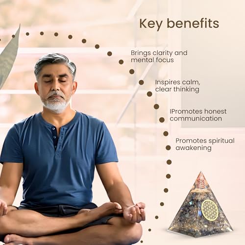 Labradorite Orgone Pyramid Handmade – Orgonite Crystal Pyramid with Copper Coil – Meditation Decor, Spiritual Desk Accent, Chakra Inspired Home & Office Gift Labradorite
