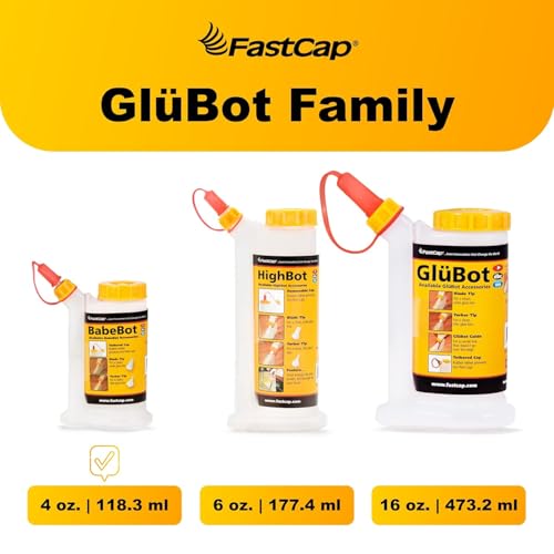 FastCap BabeBot 4-ounce wide mouth glue bottle, adhesive dispenser accessory