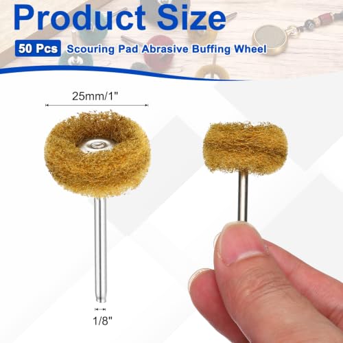 BOLTALIVON 50-piece abrasive buffing wheels, 1-inch yellow wheels with 1/8-inch shank, 80 grit