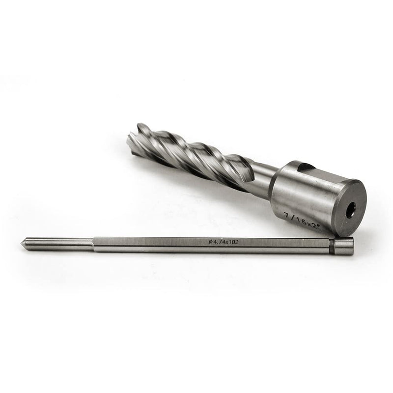 OSCARBIDE 7/16"X2"HSS Annular Cutter 7/16 inch Cutting Diameter 2 Depth of Cut,3/4 inch Weldon Shank 2 Flat Mag Drill Bit with Pilot Pin for Magnetic Drill Press,1 Piece