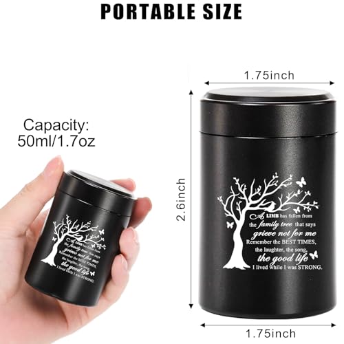 Small Mini Urns for Human Ashes Keepsake Tree of Life Sharing Urns for Female Male, Heart Cremation Jewelry Urn Necklaces for Ashes for Women Men, Black