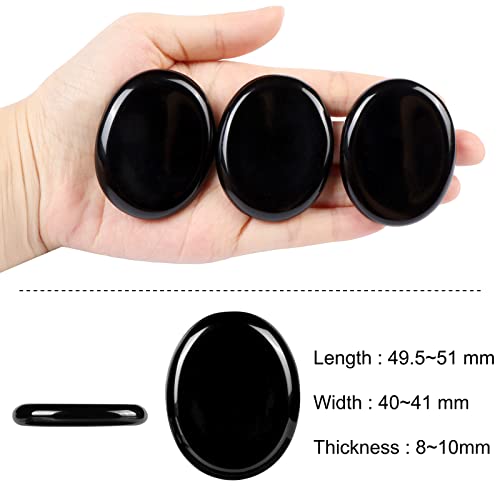 Crystal Thumb Worry Stones for Anxiety Bulk Artistone 2.0"Black Obsidian Healing Crystal Pocket Palm Calming Energy Stone Gemstones Reiki Gift for Women Kids Black Obsidian