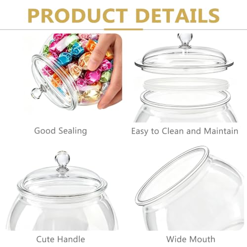 Set of 4 clear plastic candy jars with lids, 78oz capacity, circular food containers from FALUCKYY.