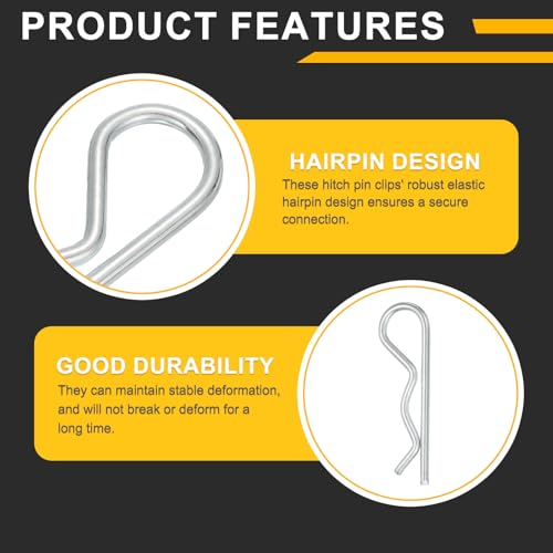 uxcell 3mm x 65mm carbon steel hitch pin clips, silver retaining wire hair pins assortment for trailers and tractors