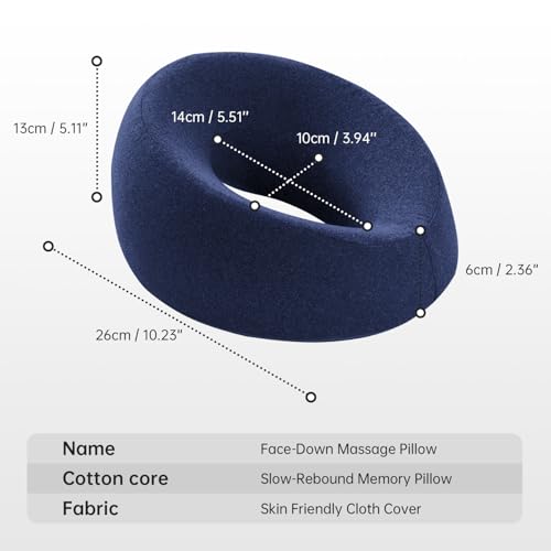 xiaomubiao Face Down Pillows for Massage Table, Massage Headrest for Bed, Face Pillow for Stomach Sleeping, BBL Pillow After Surgery Post Eye Surgery & Vitrectomy Recovery, Removable Cover, Navy Blue