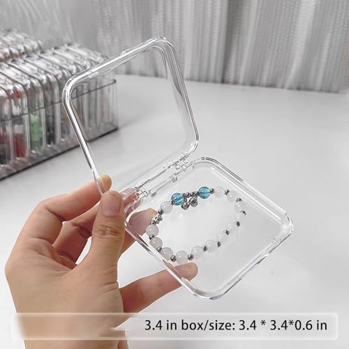 Acrylic jewelry box, crystal storage box, crystal bracelet transparent desktop storage box, portable jewelry box, a long box (9*3.5*2.4 inches) and 12 small boxes (3.4*3.4*0.6 inches).