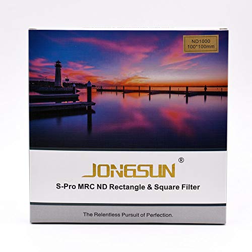 JONGSUN 100x100mm Square ND Filter, S-PRO Neutral Density Gray ND1000 Lens Filter,Ultra Slim HD 18 Layer Nano Multi-Coated, Schott B270 Optical Glass, ND1000 (3.0) 10-Stop