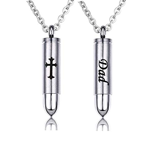 Bullet Urn Necklace for Ashes Celtic Cross Keepsake Cremation Memorial Pendant Jewelry Dad