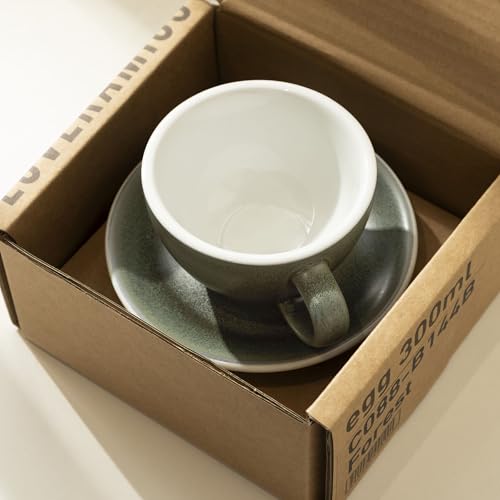 Loveramics Matt Cappuccino Cup, 10 oz Ceramic Latte Art Mug with Saucer, Thick-walled stoneware cup Set, Barista Latte Cup Set for Latte, Cappuccino, Tea - Mineral Colors (Forest, 10OZ) Forest 10 Ounces