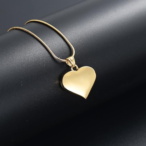 Heart Urn Necklace for Ashes for Women Men Angle Wings Cremation Jewellery Keepsake Pendant Memorial Locket Ash Holder Forever In My Heart Gold