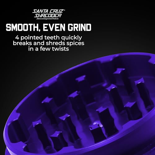 Santa Cruz Shredder Metal Herb Grinder Knurled Top for Stronger Grip 2-Piece 2.2" (Purple) Purple Medium (2.2 Inch)