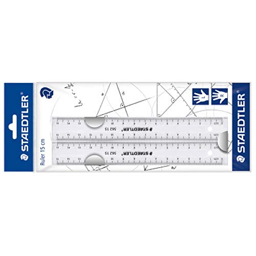 Staedtler 562 152 PB TH Flat Ruler Set 150 mm Plastic | Transparente Skalierung für Links- & Rechtshänder – im Polybeutel – Art.-Nr. 562 152 PB