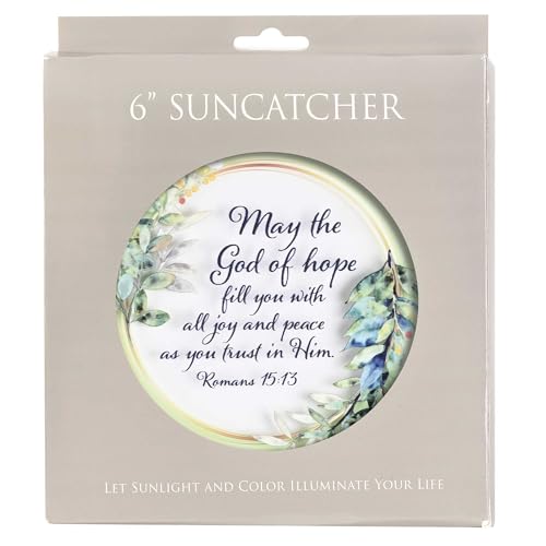 SUNCG-54 The God of Hope - Romans 15:13-6 Inch Mint Green Glass and Metal Window Hanging Suncatcher