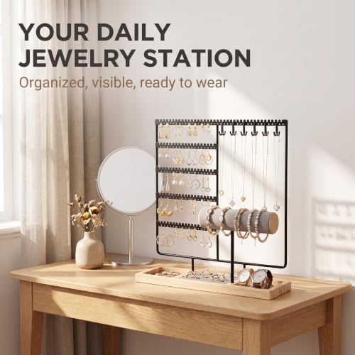 Ciormis Jewelry Organizer Stand， 5-Tier Earring Holder for Women and Girls Black-new