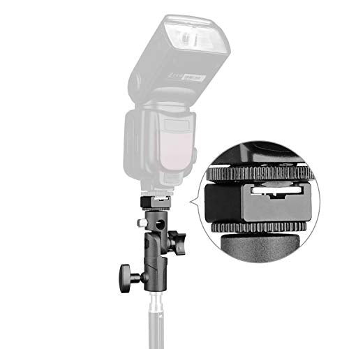 2Pack Updated Flash Bracket Flash Stand Light Stand Bracket Mount with Umbrella Holder Mount Swivel for Camera DSLR Nikon Canon Pentax Olympus and Other DSLR Flashes Speedlite Studio Light LED Light Update-UmbrellaHolder-2P