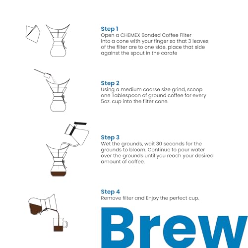 Chemex Classic Series 3-cup pour-over glass coffee maker with wooden handle and exclusive packaging, designed for brewing flavorful coffee.