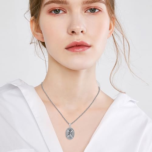 925 Sterling Silver Saint Andrew Necklace St Andrew Oval Medal Pendant Religious Jewellery Catholic Gifts for Men Women
