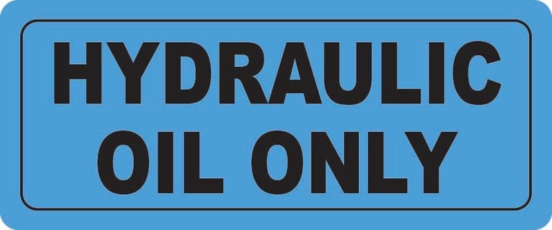 Hydraulic Oil Only Warning Labels, Blue Safety Decals, 3 x 1.25 Inches, 8-Pack