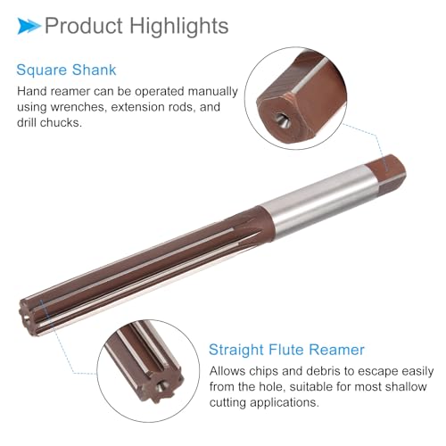 Hand Reamer 15mm Cutting Diameter 6 Cutting Edge H8 Alloy Steel Straight Shank Reamer Drill Bit - (Applications: for Aluminum, Iron, Copper, Plastic, Wood)