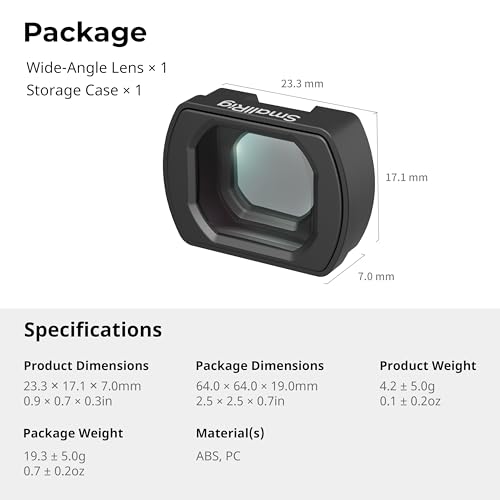 SmallRig 0.72X Wide-Angle Lens for DJI Osmo Pocket 4/3, Magnetic Attachment