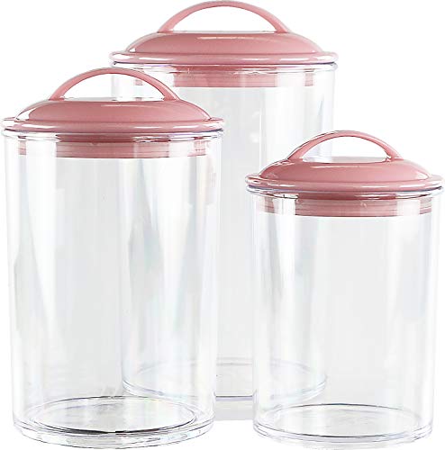 Reston lloyd Food Storage Containers, BPA Free Airtight Canisters for Cereal, Pasta, Sugar, Coffee, Flour, Cookies, Loose Tea, for Kitchen Organization, Set of 3, Pink Set of 3 Multi-Purpose