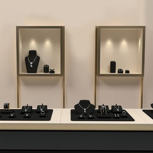 Oirlv Premium Black Microfiber Necklace Bust Display Stand